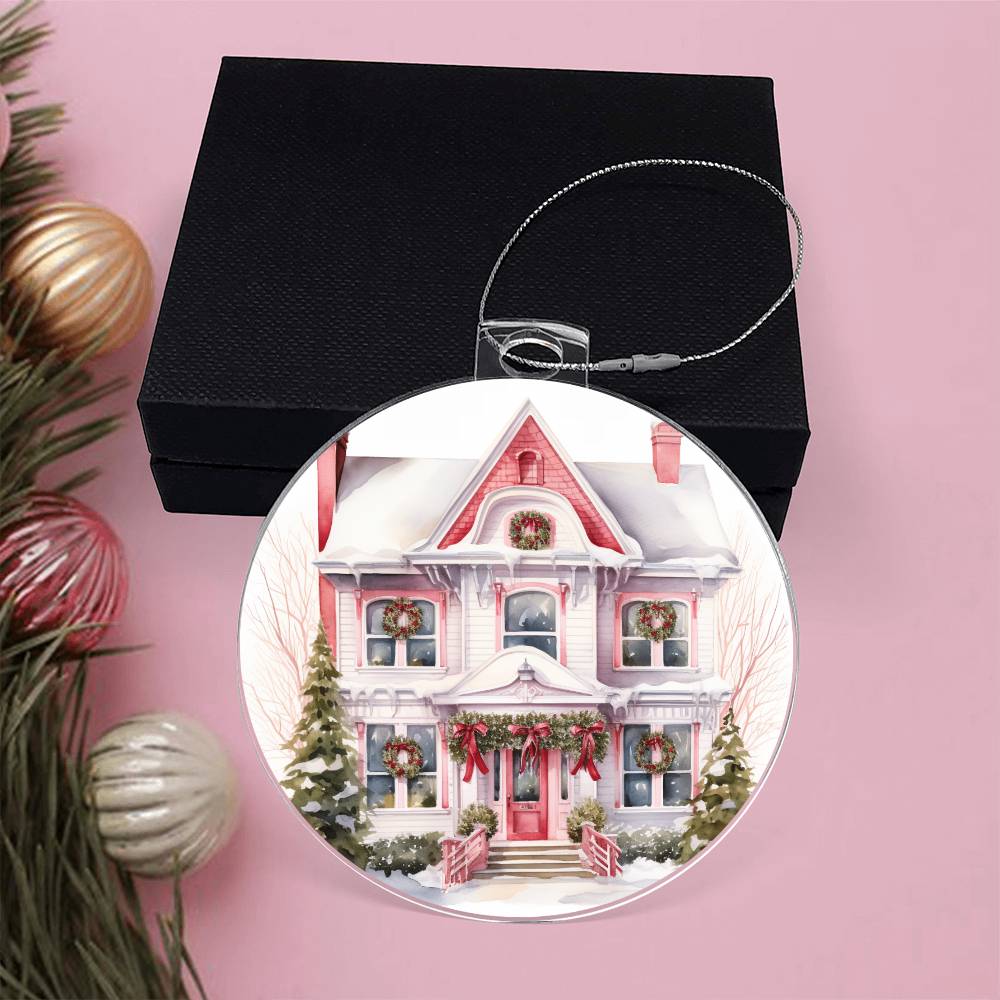 Victorian Houses Christmas Ornament - Acrylic Holiday Decor-[Heartfelt Family Gift]