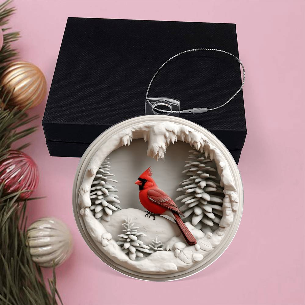 Cardinal 3d Effect Acrylic Ornament-[Heartfelt Family Gift]