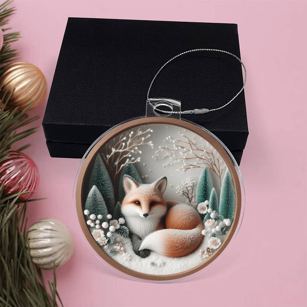 Woodland Fox 3D Effect Acrylic Christmas Ornament