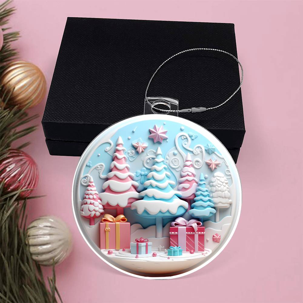 Pastel Pink and Blue Christmas Tree Ornament - Handcrafted Holiday Dcor-[Heartfelt Family Gift]