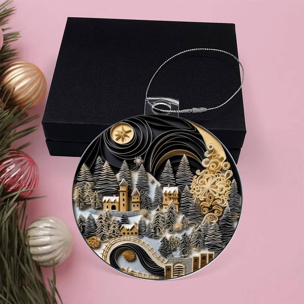 Village Quilling Effect Acrylic Ornament-[Heartfelt Family Gift]