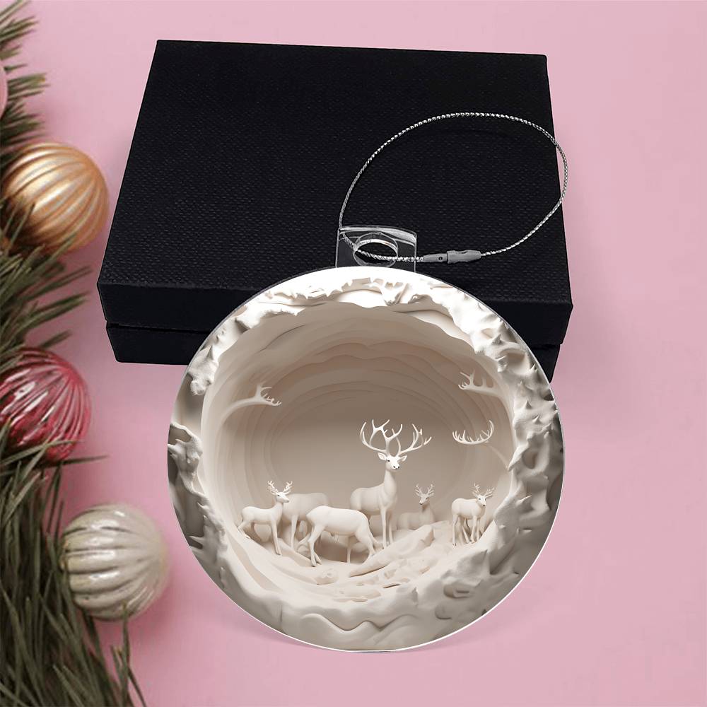 3D Winter Deer Acrylic Ornament - Handcrafted Holiday Decor-[Heartfelt Family Gift]