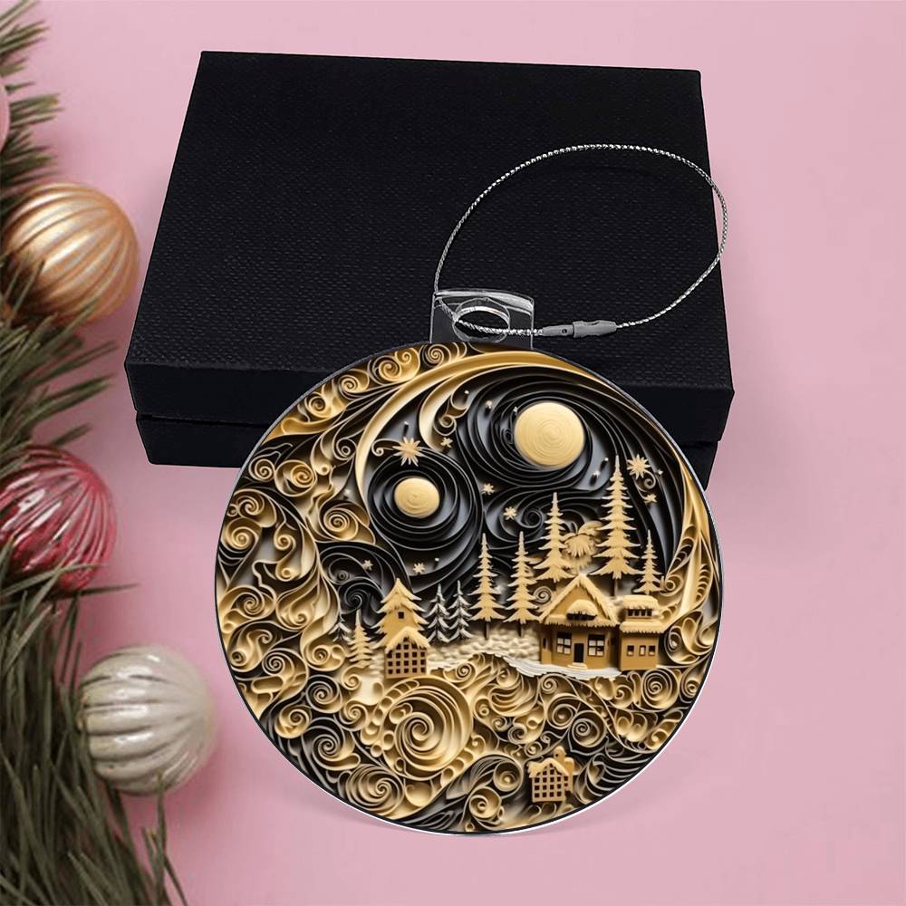 Village Quilling Effect Acrylic Ornament-[Heartfelt Family Gift]