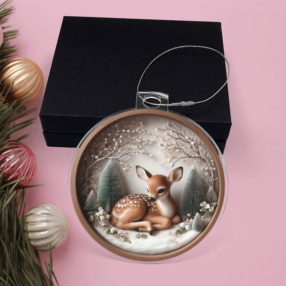 Woodland Deer 3D Effect Acrylic Christmas Ornament