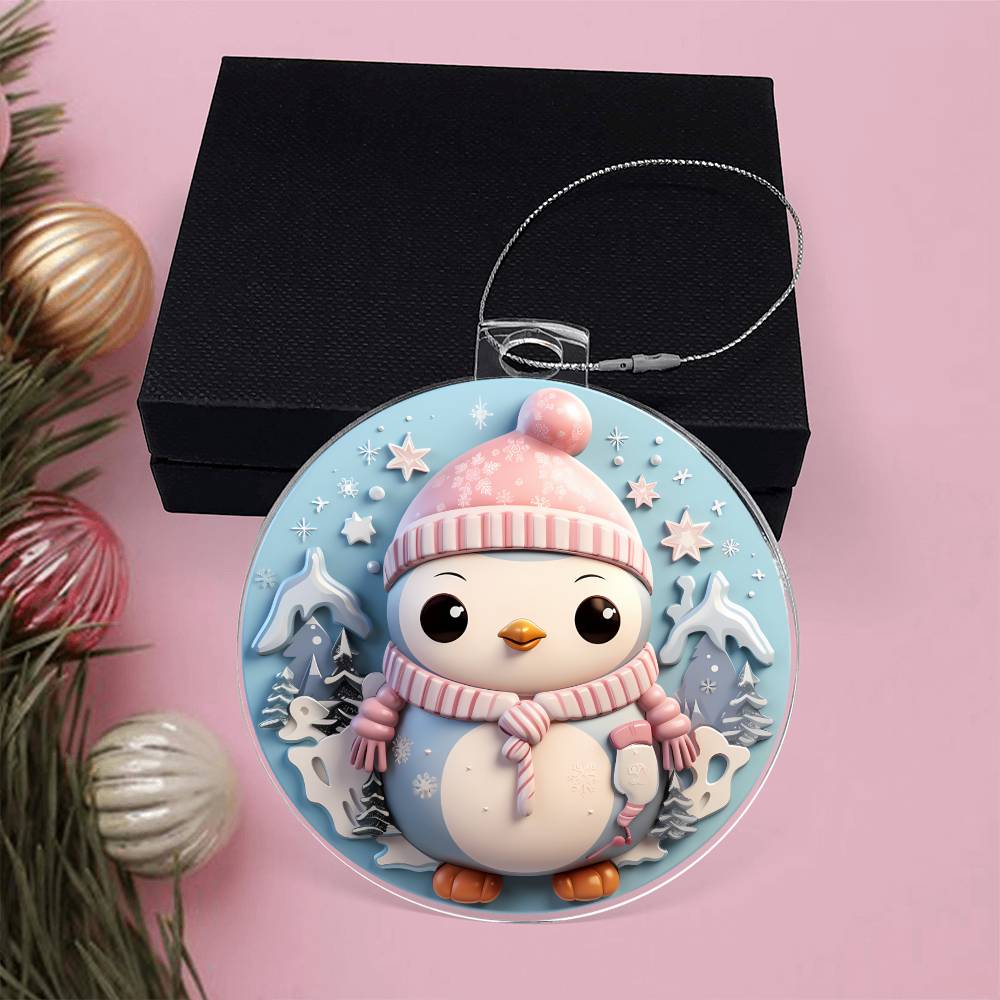 Pastel Penguin Acrylic Ornament - Ideal for Holiday Dcor-[Heartfelt Family Gift]