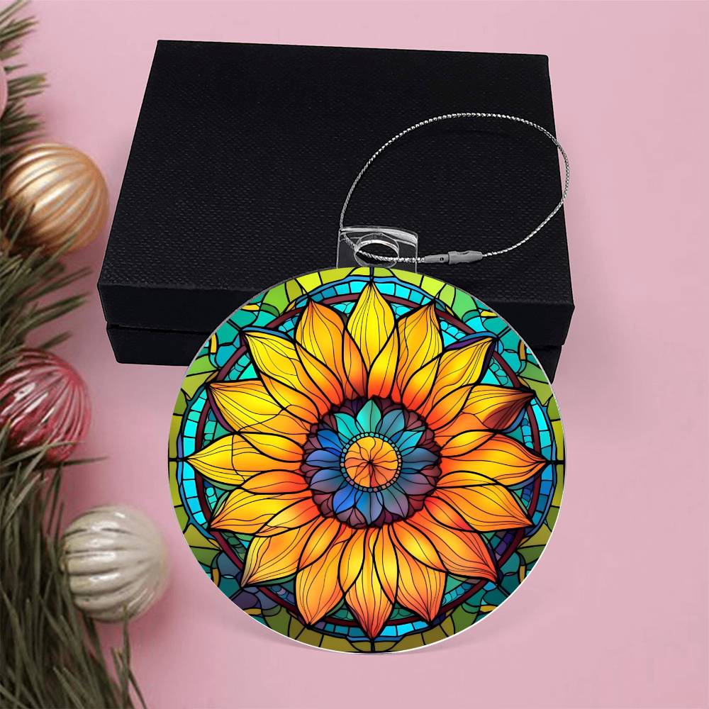 Sunflower Acrylic Suncatcher Christmas Ornament - Unique Holiday Decoration-[Heartfelt Family Gift]