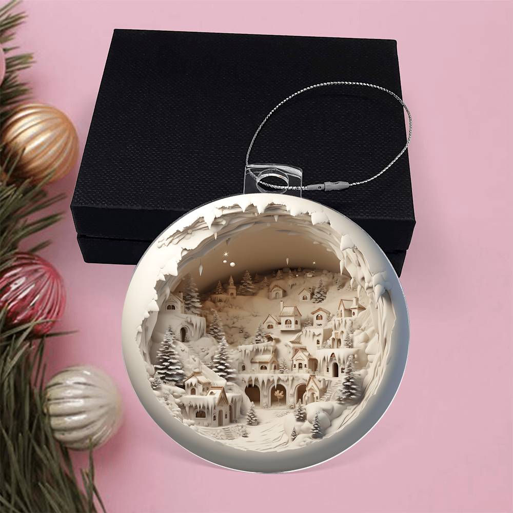 3D Winter Scene Acrylic Ornament with Realistic Effect  Perfect Holiday Decoration-[Heartfelt Family Gift]