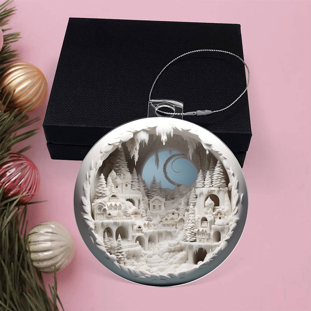 3D Winter Scene Acrylic Ornament - Snowy Ornament for Holiday Decor-[Heartfelt Family Gift]