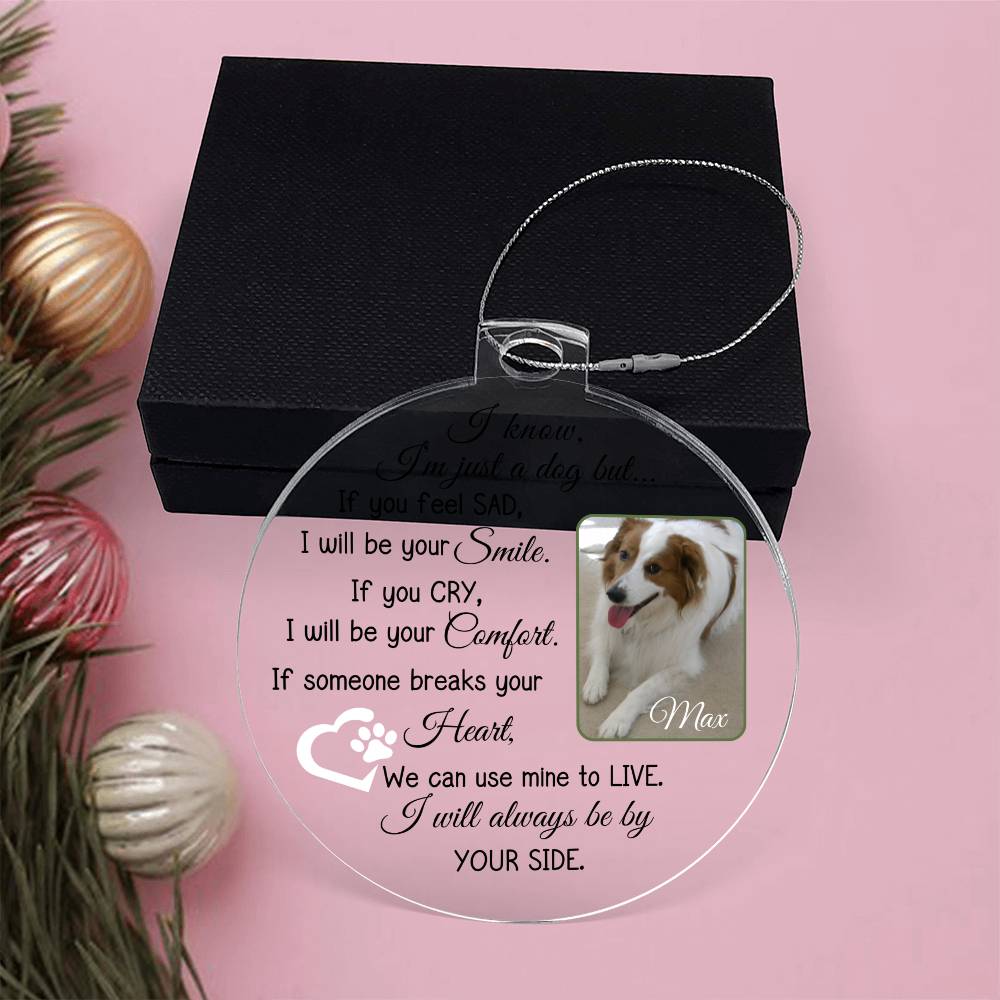 Personalized Dog Photo and Name Acrylic Christmas Ornament-[Heartfelt Family Gift]