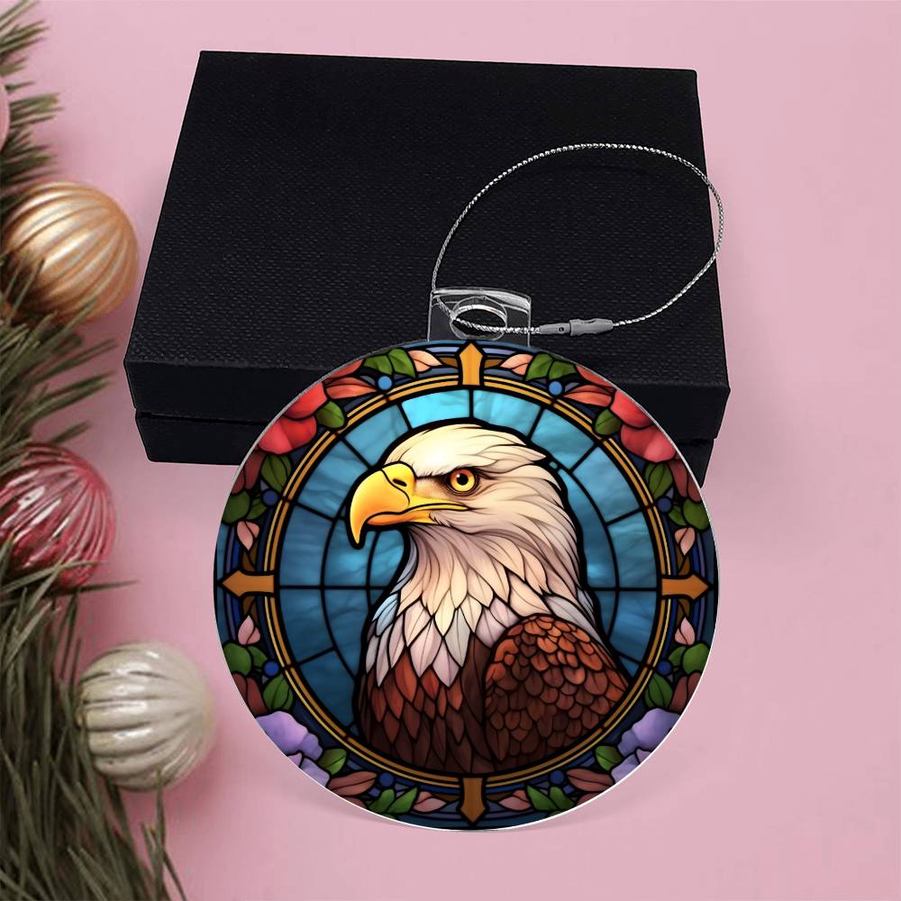 Bald Eagle Stained Glass Acrylic Christmas Ornament - Unique Holiday Decoration-[Heartfelt Family Gift]