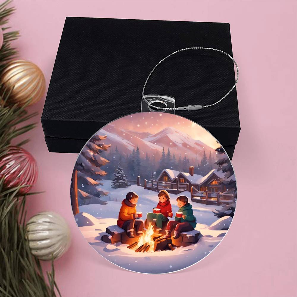 Fireside Snow Day Christmas Ornament - Cozy Holiday Decoration-[Heartfelt Family Gift]