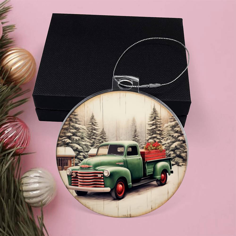 Christmas Pickup truck Acrylic Christmas Ornament-[Heartfelt Family Gift]
