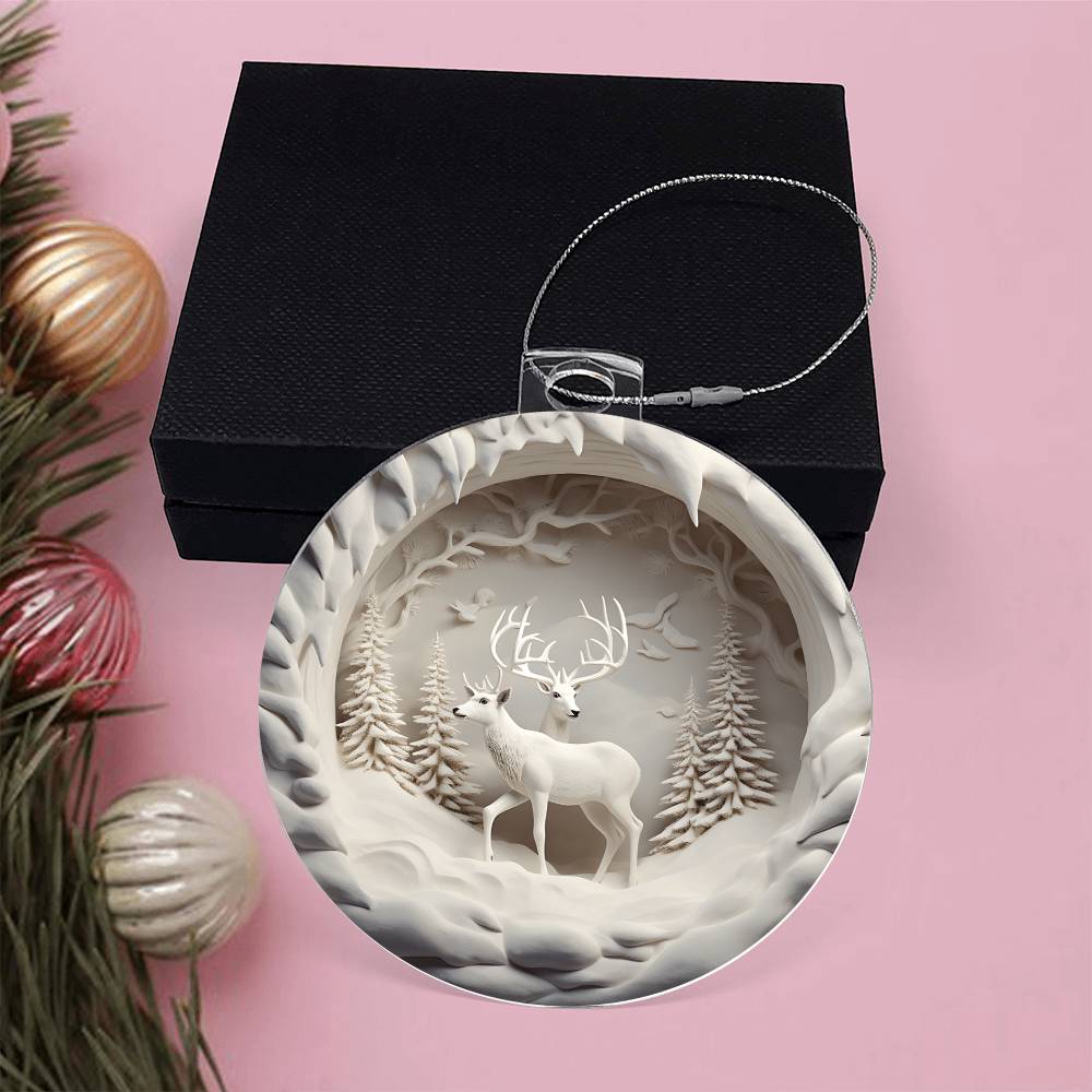 Winter Deer Acrylic Ornament - 3D Effect Decoration for a Festive Touch - Perfect for Holiday Season Dcor-[Heartfelt Family Gift]