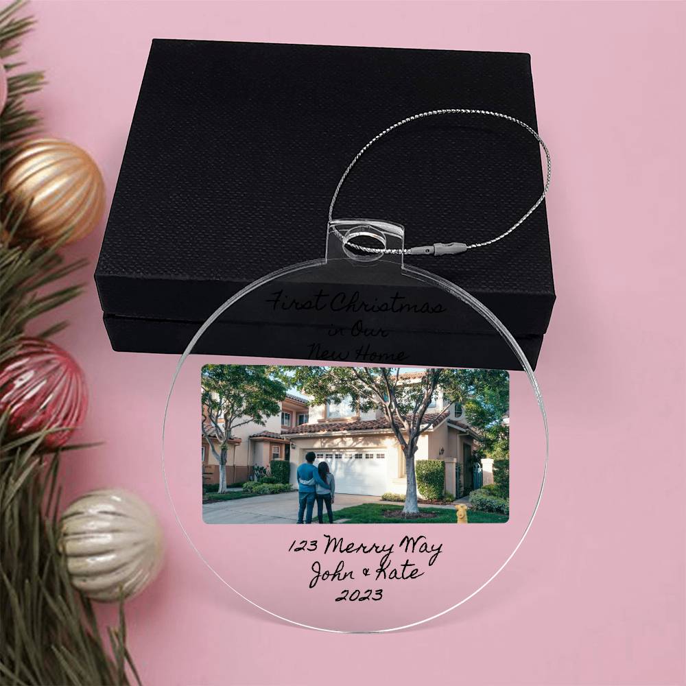 Personalized First Christmas in Our New Home Round Acrylic Ornament-[Heartfelt Family Gift]