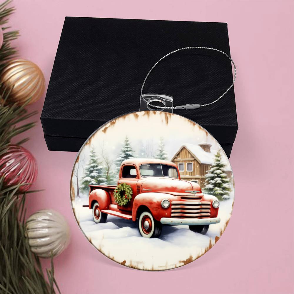 Pickup Truck Acrylic Christmas Ornament-[Heartfelt Family Gift]
