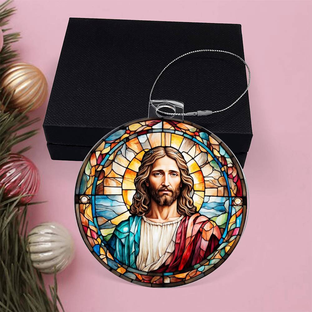 Jesus Stained Glass Effect Acrylic Christmas Ornament-[Heartfelt Family Gift]