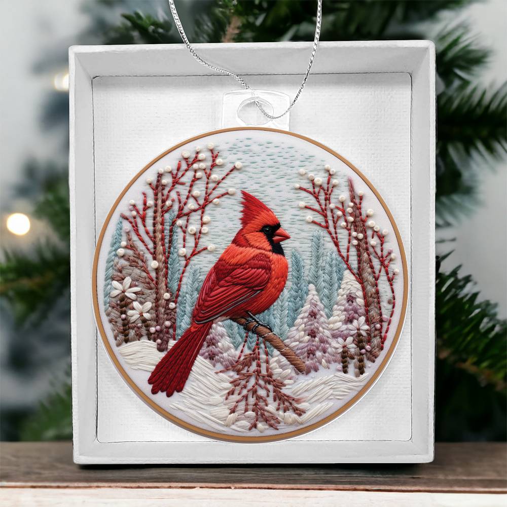 Cardinal Acrylic Ornament-[Heartfelt Family Gift]