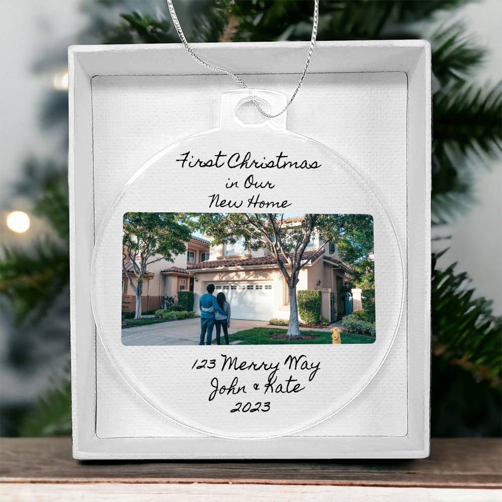 Personalized First Christmas in Our New Home Round Acrylic Ornament-[Heartfelt Family Gift]
