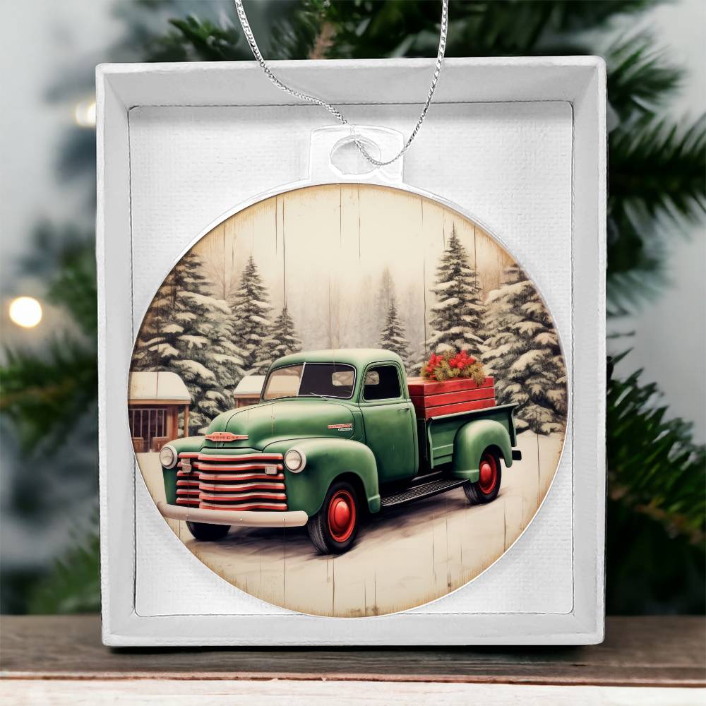 Christmas Pickup truck Acrylic Christmas Ornament-[Heartfelt Family Gift]