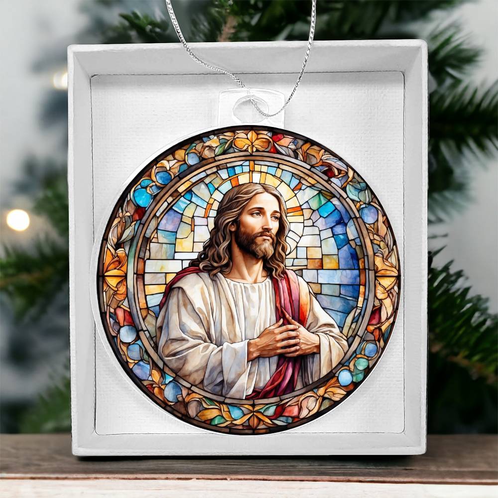 Jesus Stain glass effect Acrylic Christmas Ornament-[Heartfelt Family Gift]