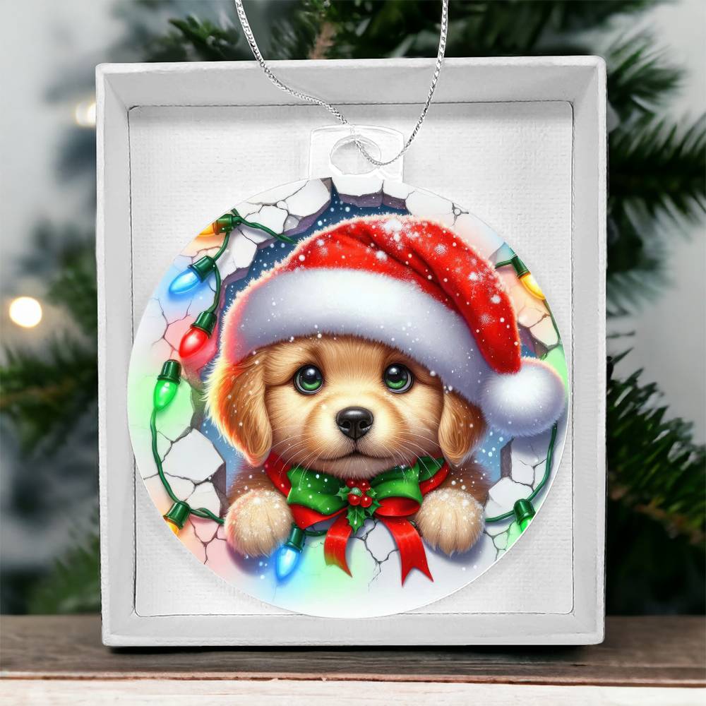 Puppy Dog Breakaway 3D Effect Acrylic Ornament-[Heartfelt Family Gift]