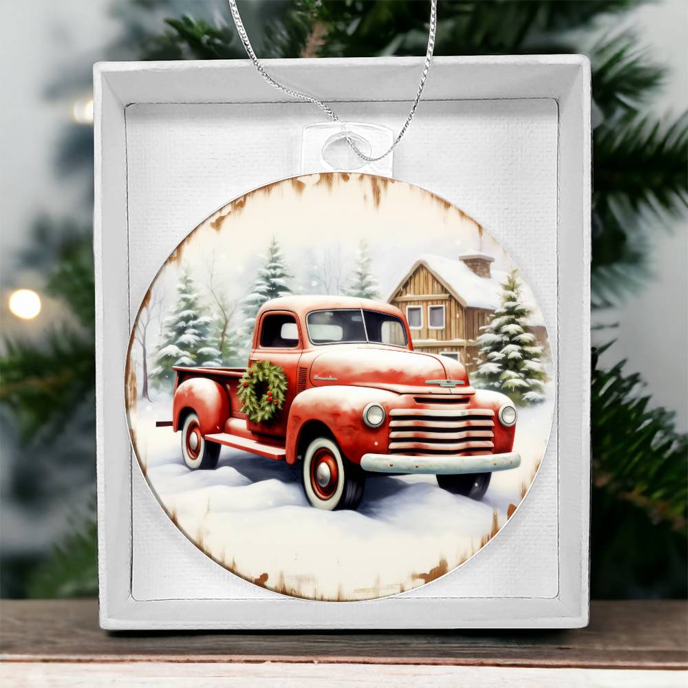 Pickup Truck Acrylic Christmas Ornament-[Heartfelt Family Gift]