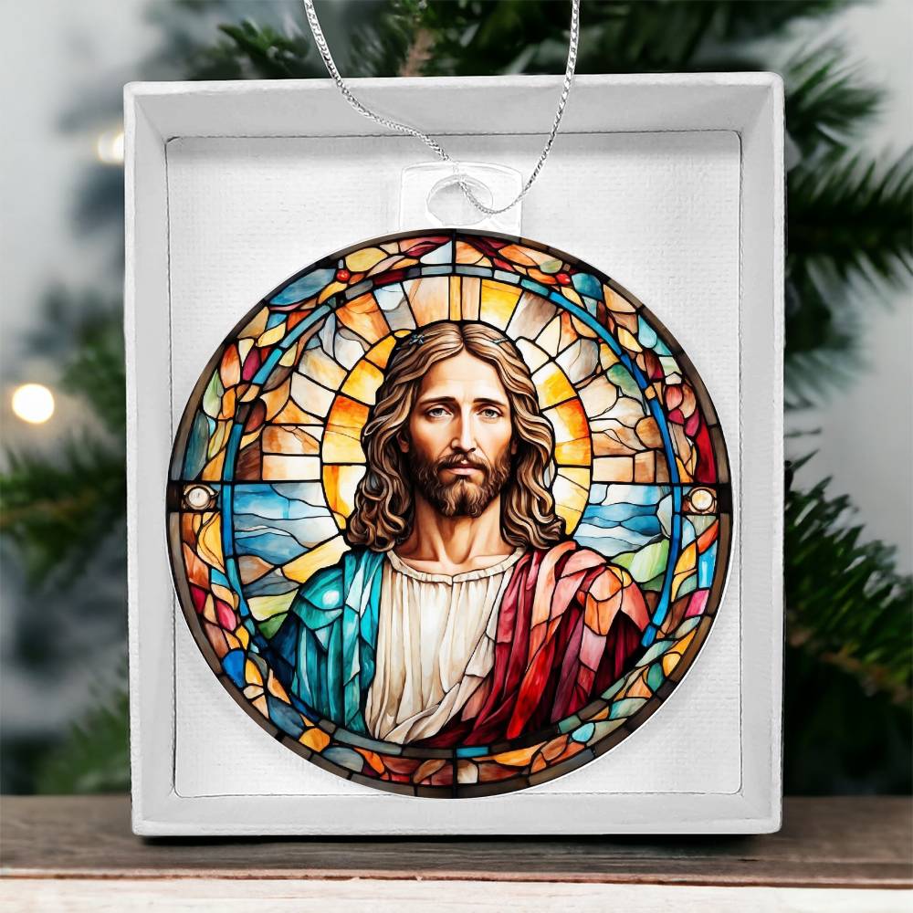 Jesus Stained Glass Effect Acrylic Christmas Ornament-[Heartfelt Family Gift]