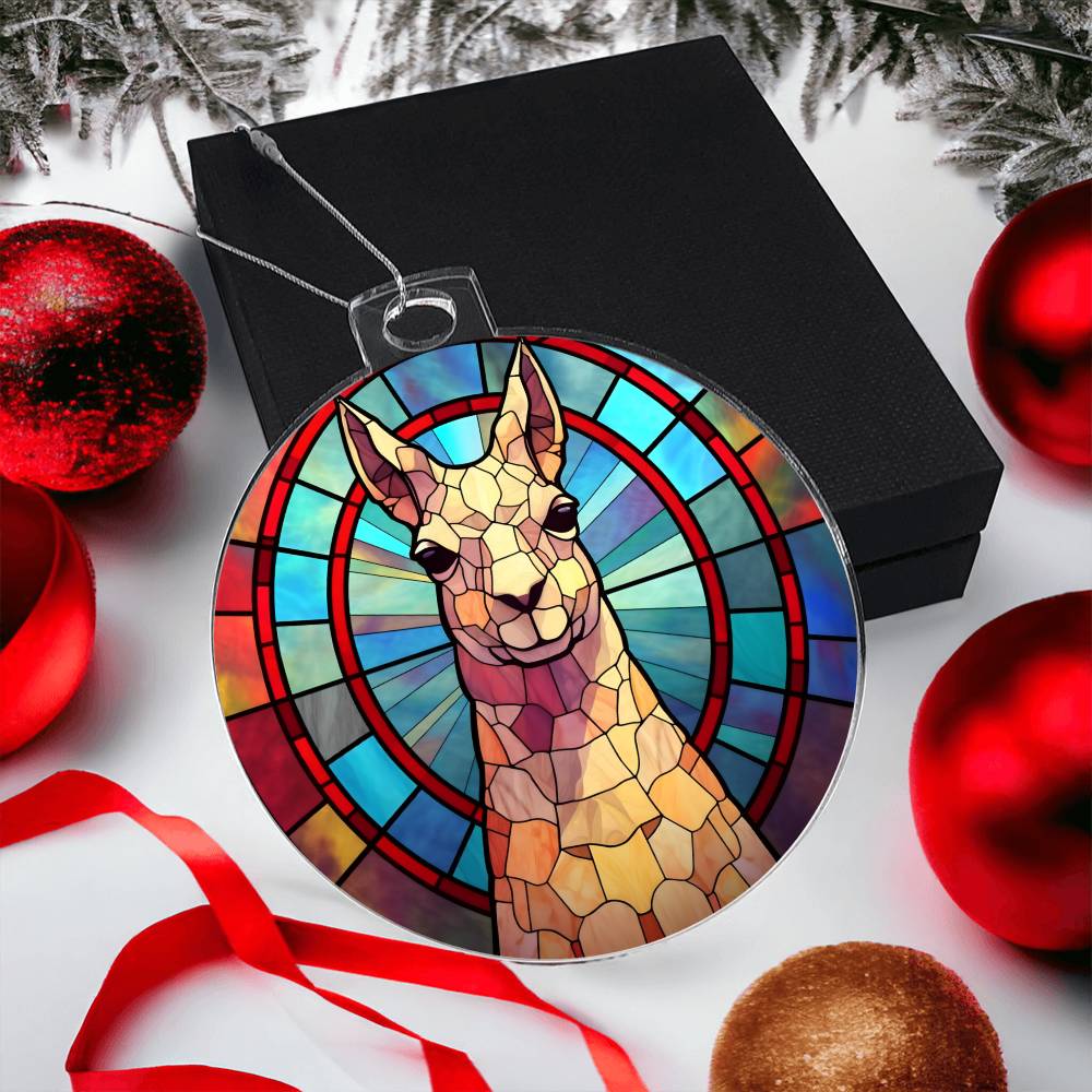 Llama Stained Glass Look Christmas Tree Ornament-[Heartfelt Family Gift]