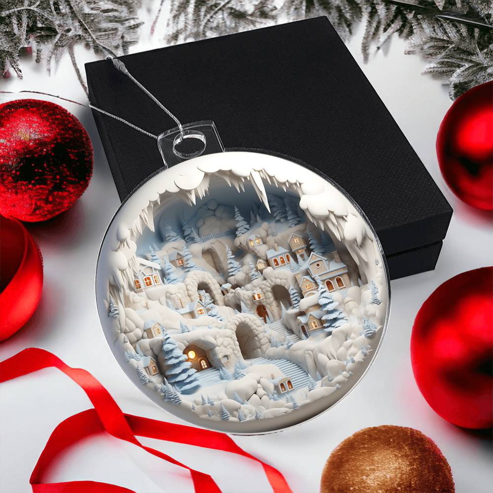 3D Winter Scene Acrylic Ornament - Add a Touch of Winter Wonderland to Your Home-[Heartfelt Family Gift]