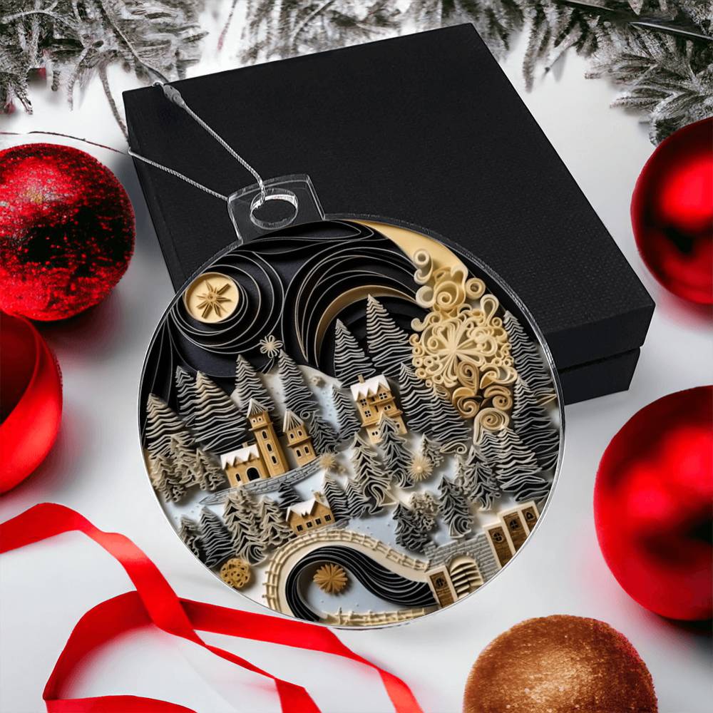 Village Quilling Effect Acrylic Ornament-[Heartfelt Family Gift]