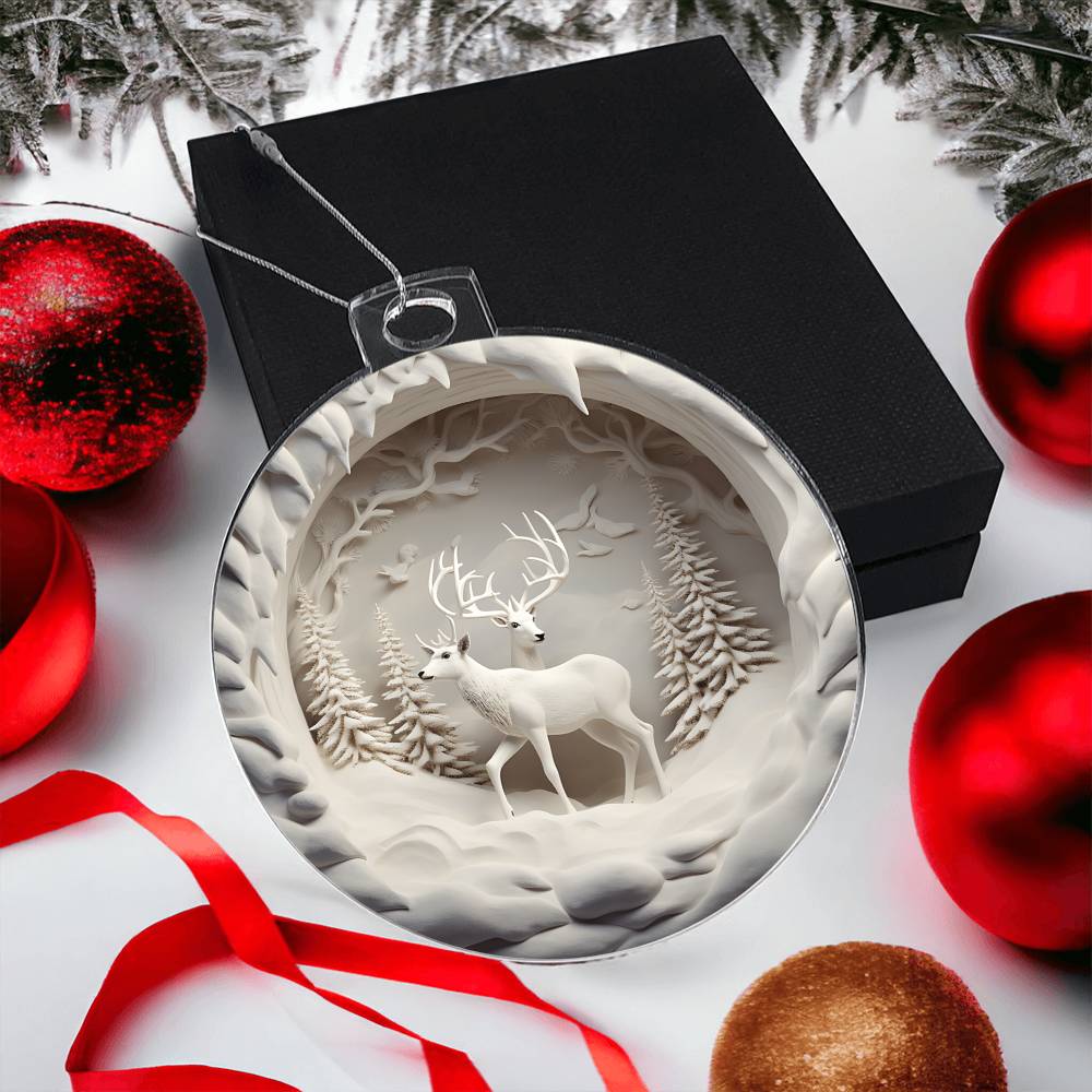 Winter Deer Acrylic Ornament - 3D Effect Decoration for a Festive Touch - Perfect for Holiday Season Dcor-[Heartfelt Family Gift]