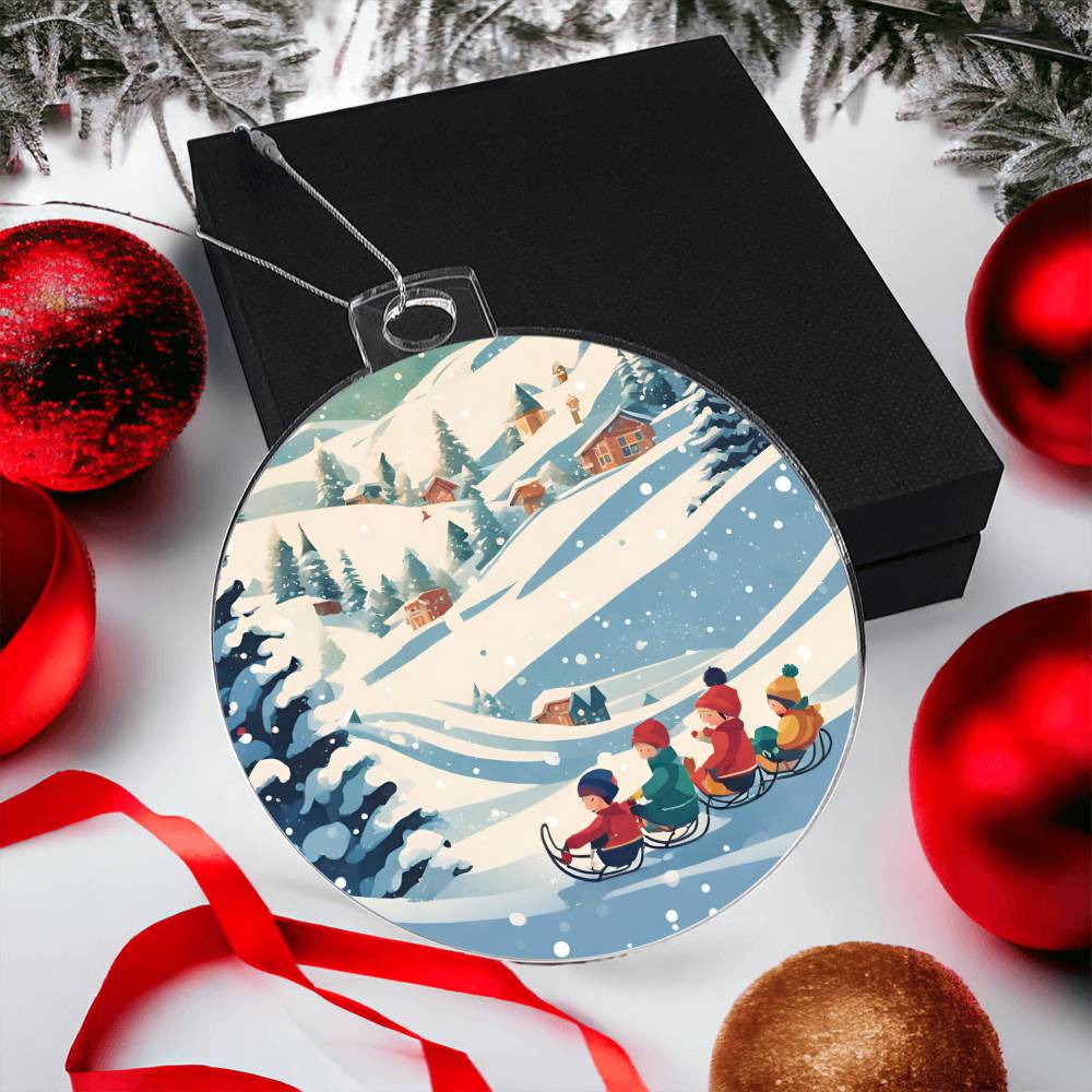 Kids Sledding Christmas Ornament - Handmade Winter Adventure Decor or Gift-[Heartfelt Family Gift]