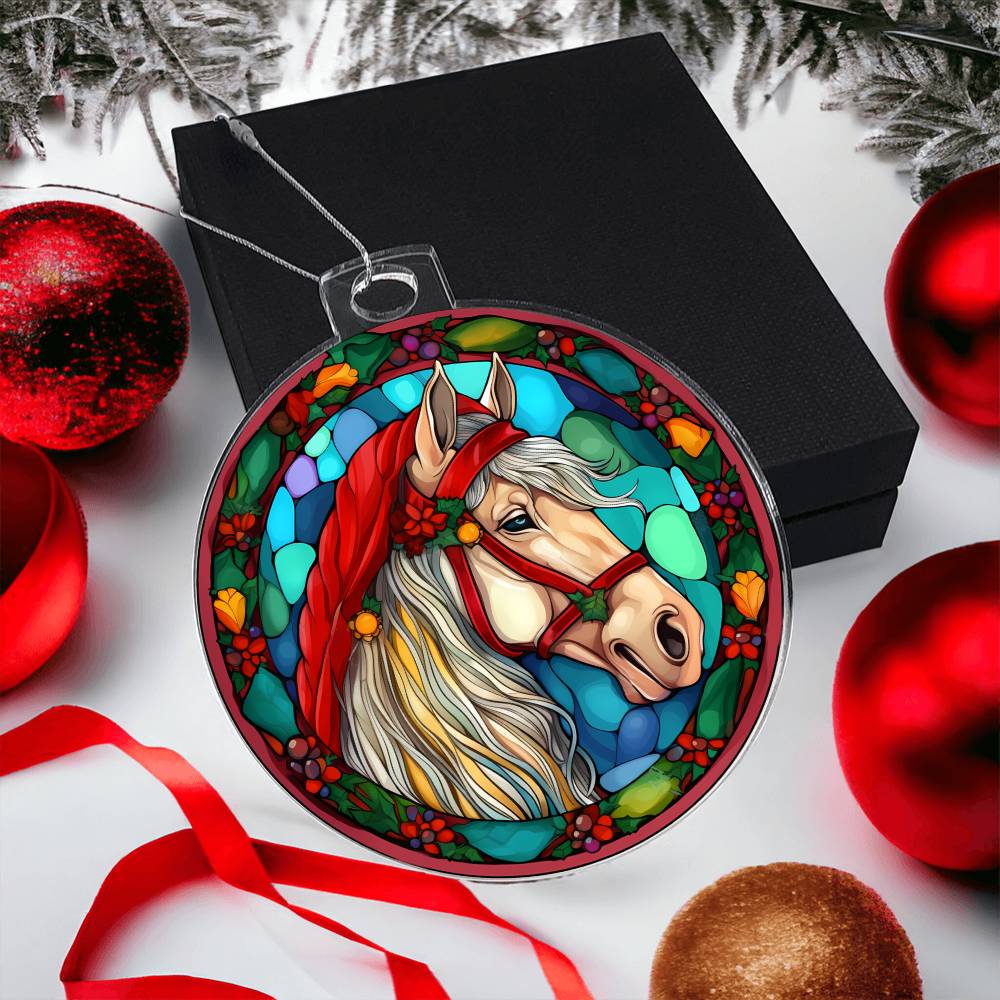 Stunning Stained Glass Horse Christmas Ornament - Perfect for Holiday Decorations-[Heartfelt Family Gift]