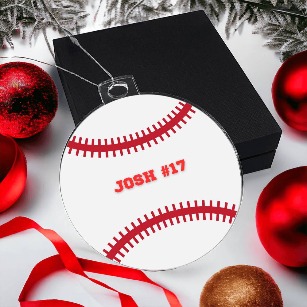 Personalized Baseball Player Christmas Tree Ornament-[Heartfelt Family Gift]