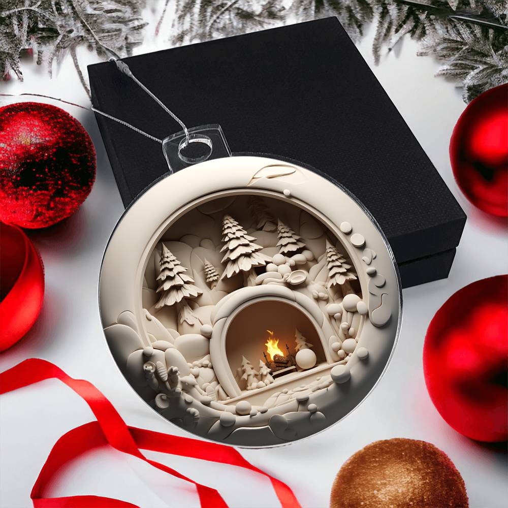 3D Winter Scene Acrylic Ornament - Perfect Holiday Decoration-[Heartfelt Family Gift]
