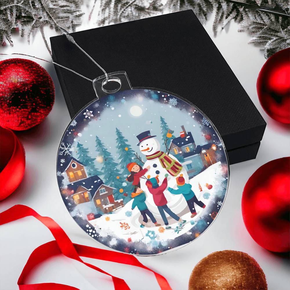 Kids Snow Day Building a Snowman Christmas Ornament - Fun Winter Activity-[Heartfelt Family Gift]