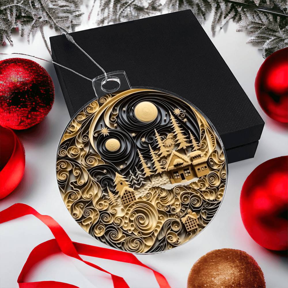Village Quilling Effect Acrylic Ornament-[Heartfelt Family Gift]