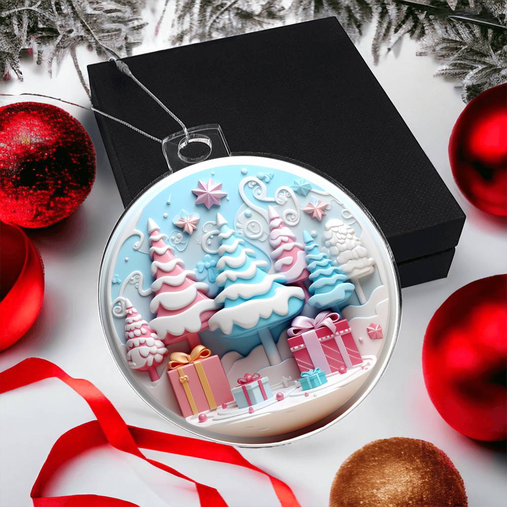 Pastel Pink and Blue Christmas Tree Ornament - Handcrafted Holiday Dcor-[Heartfelt Family Gift]