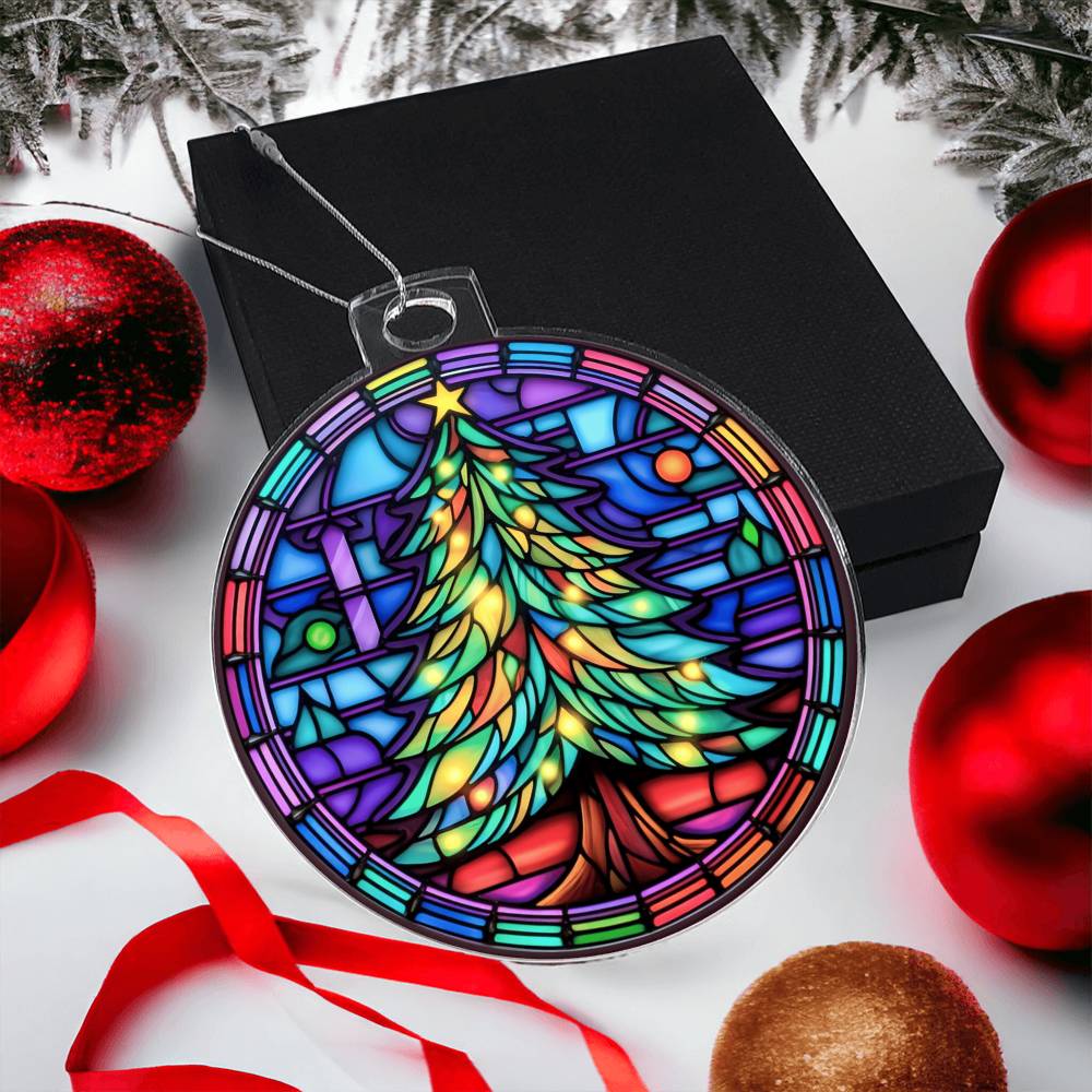 Stained Glass Christmas Tree Ornament-[Heartfelt Family Gift]