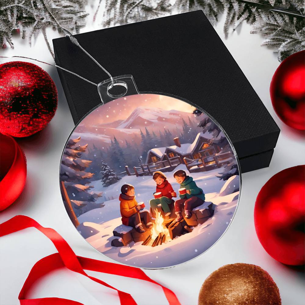Fireside Snow Day Christmas Ornament - Cozy Holiday Decoration-[Heartfelt Family Gift]