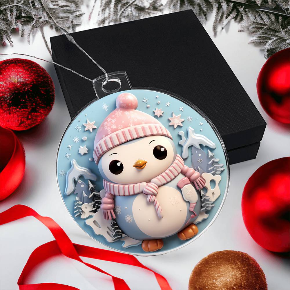 Pastel Penguin Acrylic Ornament - Ideal for Holiday Dcor-[Heartfelt Family Gift]
