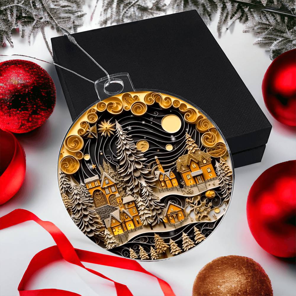 Christmas Village Acrylic Ornament-[Heartfelt Family Gift]