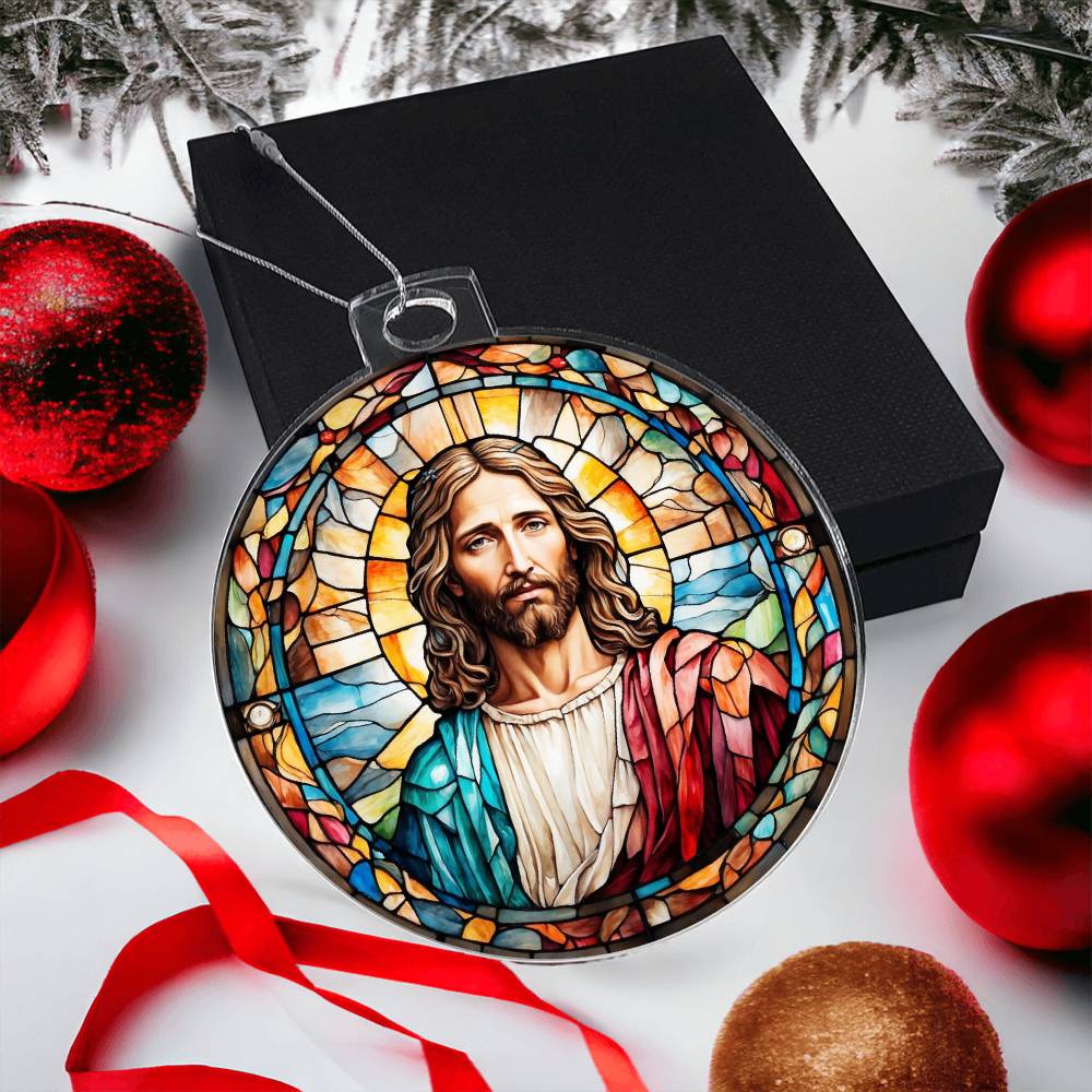 Jesus Stained Glass Effect Acrylic Christmas Ornament-[Heartfelt Family Gift]