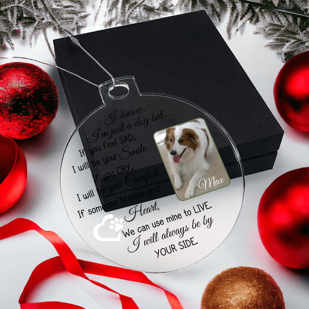 Personalized Dog Photo and Name Acrylic Christmas Ornament-[Heartfelt Family Gift]