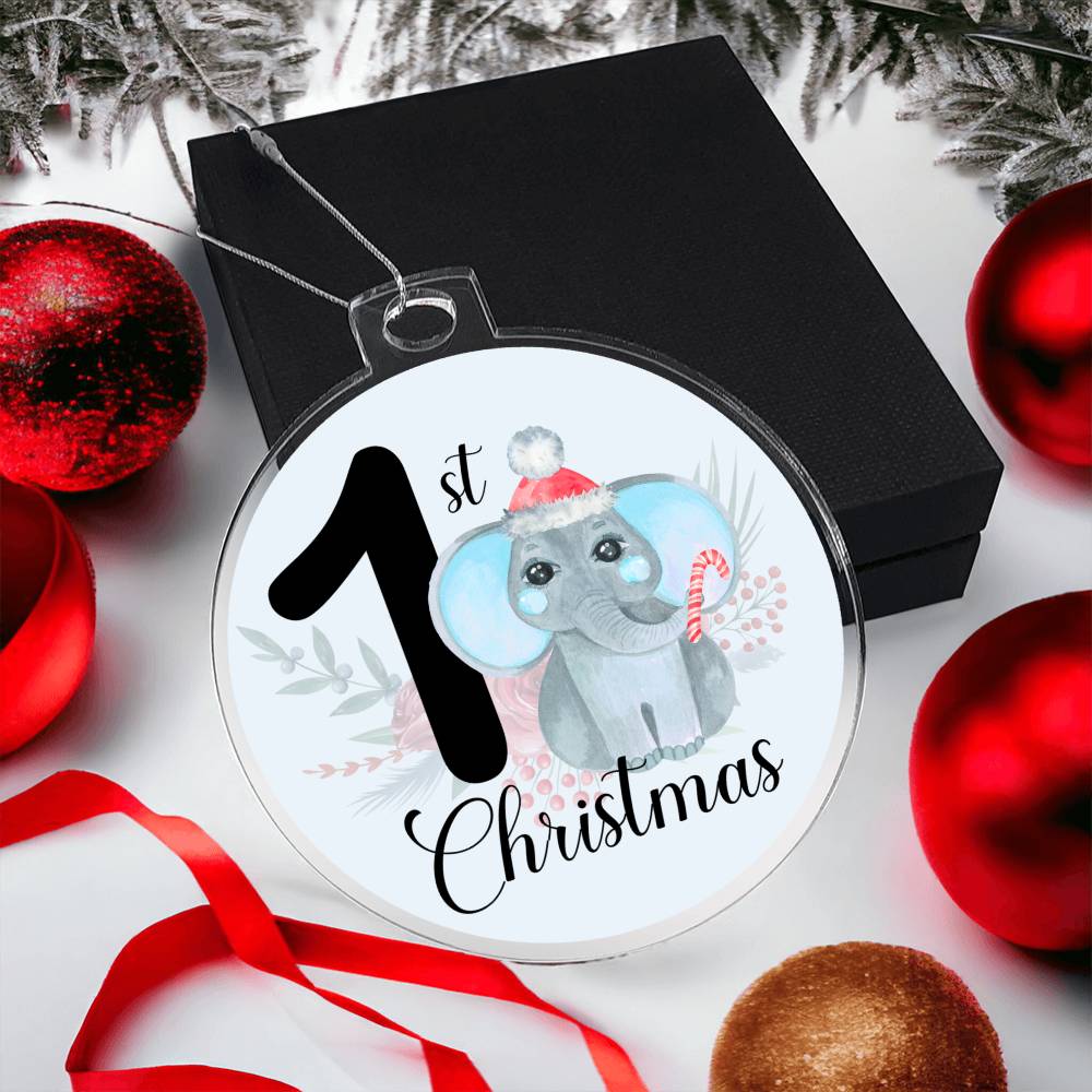 Baby's 1st Christmas Blue Elephant Christmas Tree Ornament-[Heartfelt Family Gift]