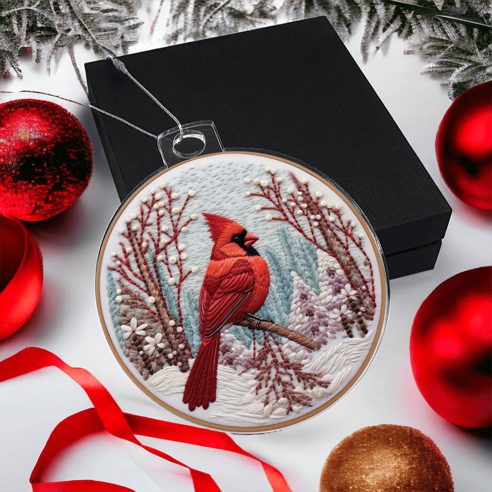 Cardinal Acrylic Ornament-[Heartfelt Family Gift]