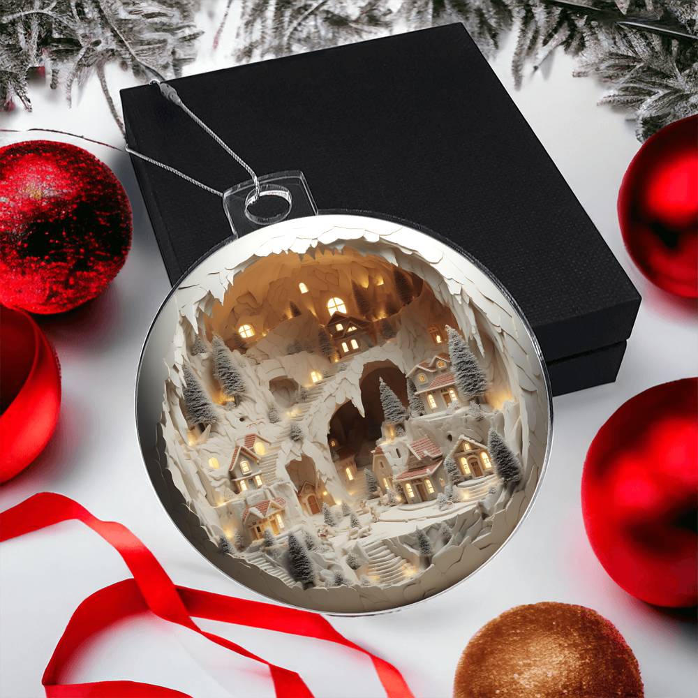 3D Winter Scene Acrylic Ornament - Perfect for Holiday Decor-[Heartfelt Family Gift]