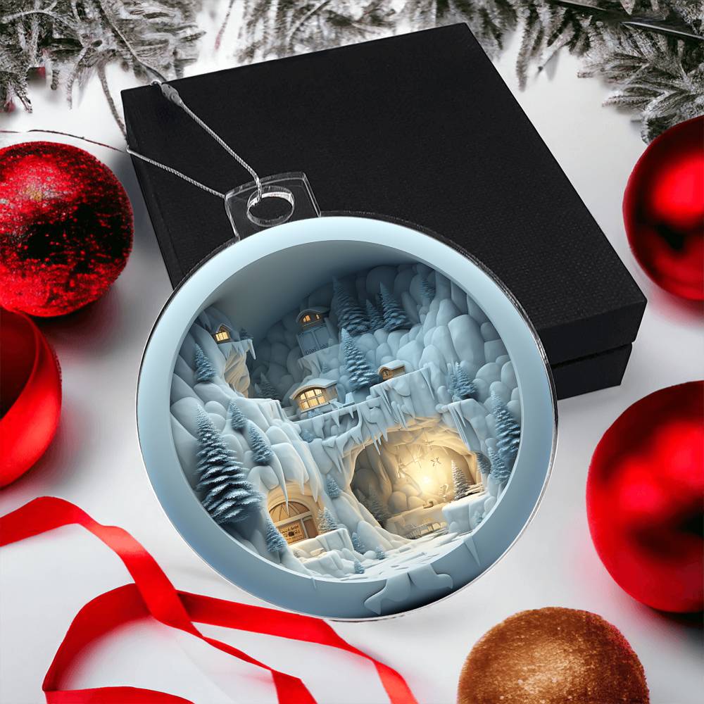 3D Winter Scene Acrylic Ornament - Festive Home Decor - Unique Gift-[Heartfelt Family Gift]