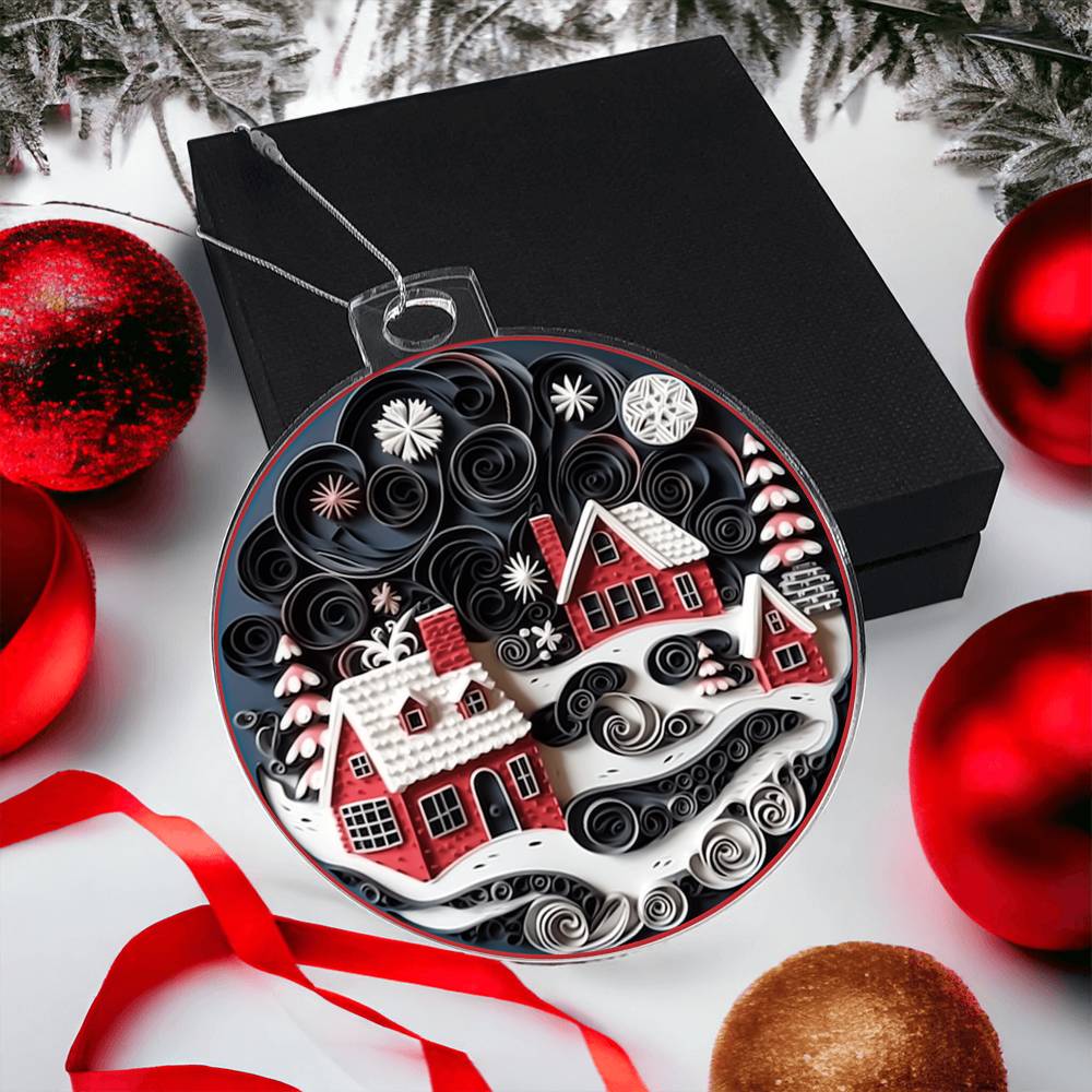 Christmas Village Acrylic Ornament-[Heartfelt Family Gift]