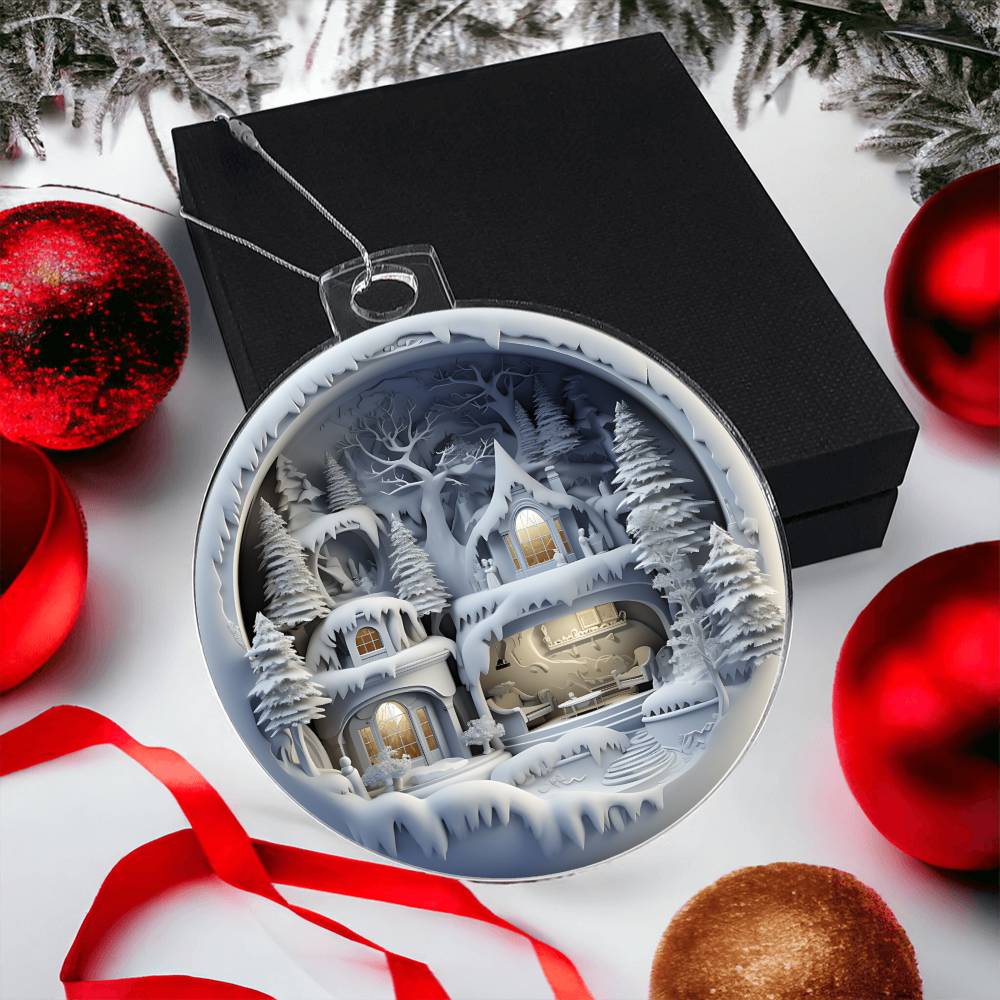 3D Winter Scene Acrylic Ornament - Add a Touch of Magic to Your Holiday Decor-[Heartfelt Family Gift]